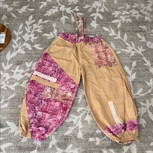 POL Patchwork Harem/Jogger Pants  - Pink and Tan - NWOT